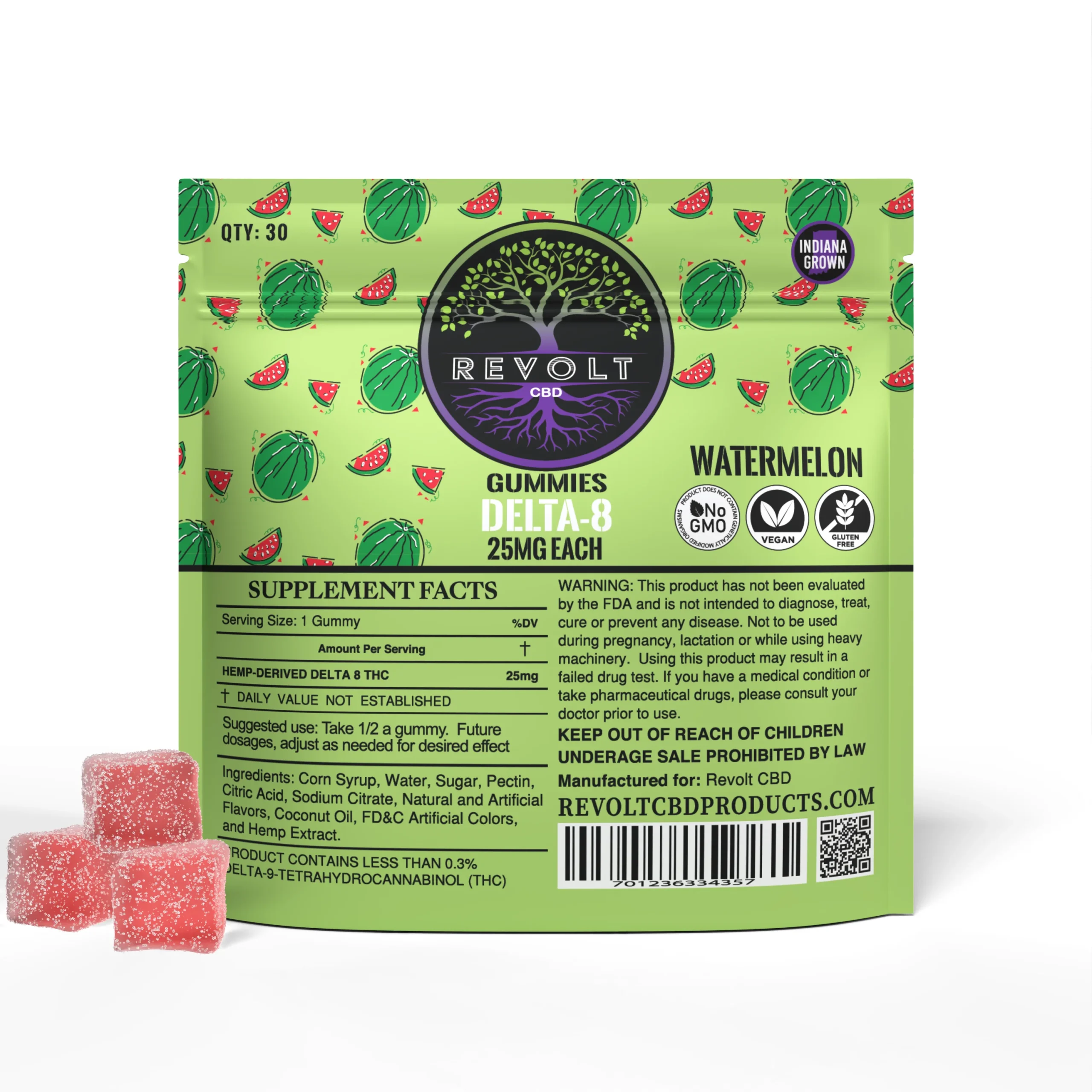 25 MG Delta 8 Watermelon Gummies