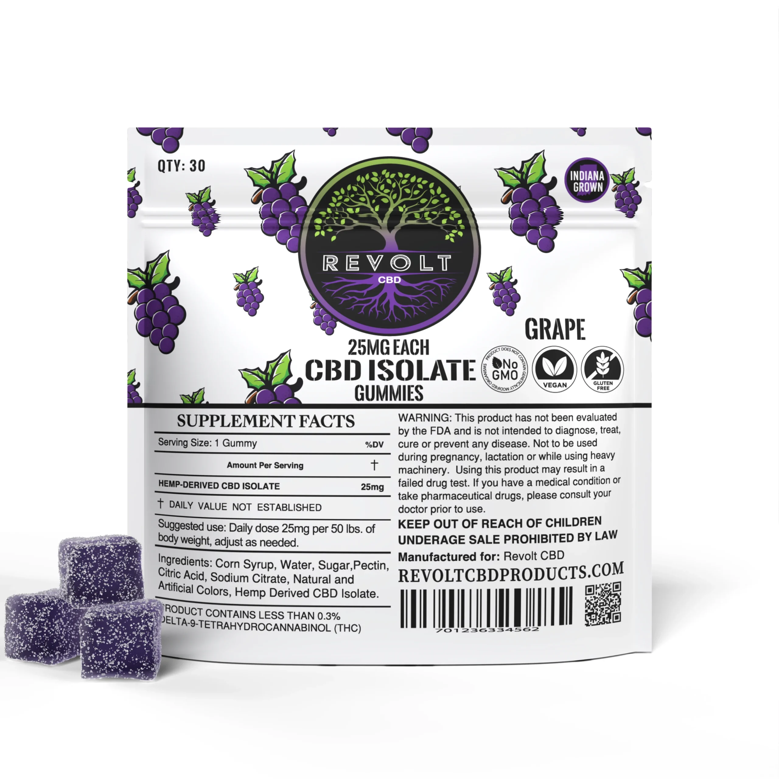 25 MG CBD Isolate Grape Gummies
