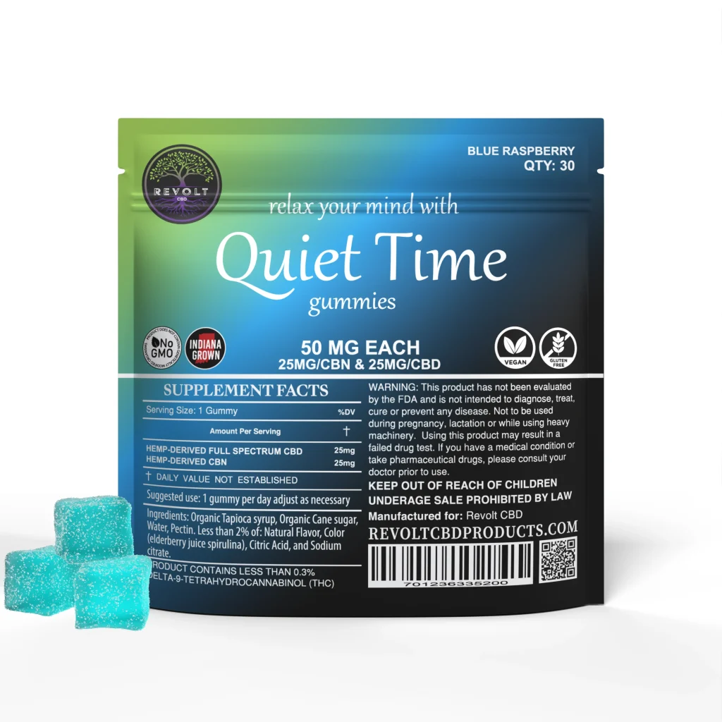 50 MG CBN and CBD Blue Raspberry Gummies